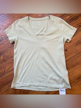 Madewell Softfade Cotton V-Neck Tee Shirt XS Short Sleeve Green P1265